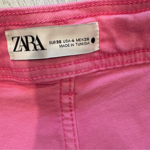 Zara Hot Pink Marine Straight High Rise Wide Leg Jeans 
Raw Hem, Sz 4 - Picture 15 of 15